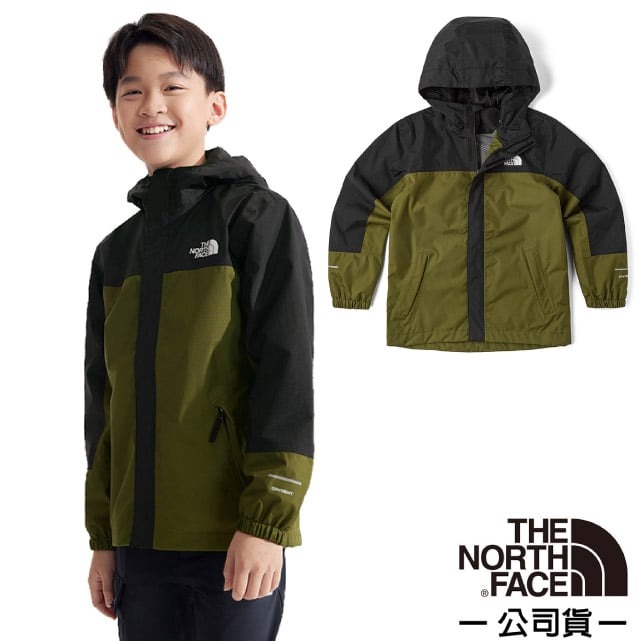 【The North Face】童/女 輕量防水透氣連帽休閒外套.防風夾克.機能性風衣.風雨衣/8A48-PIB 橄欖綠✿30E010